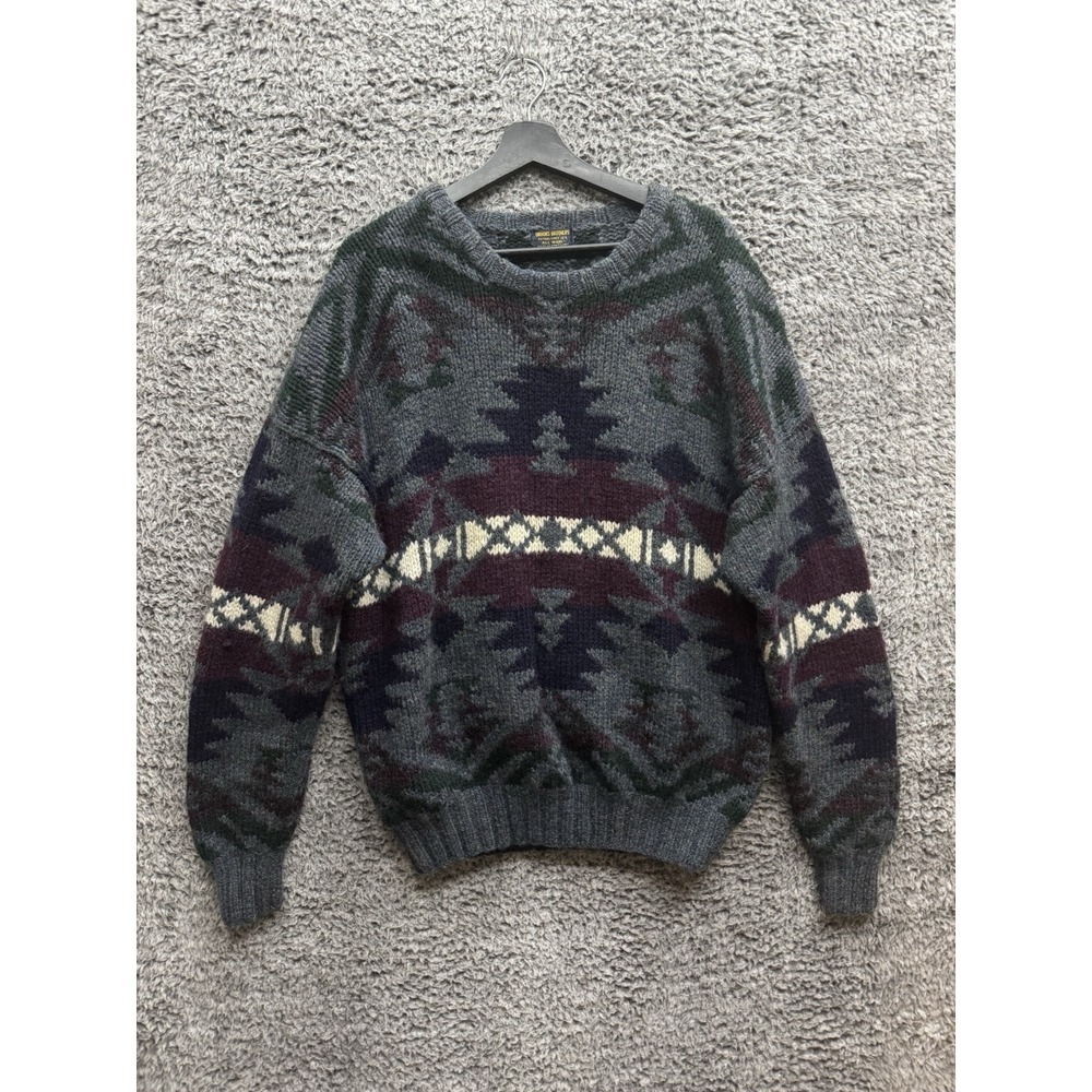 Vintage Brooks Brothers Aztec Western Wool Sweater Men's XL